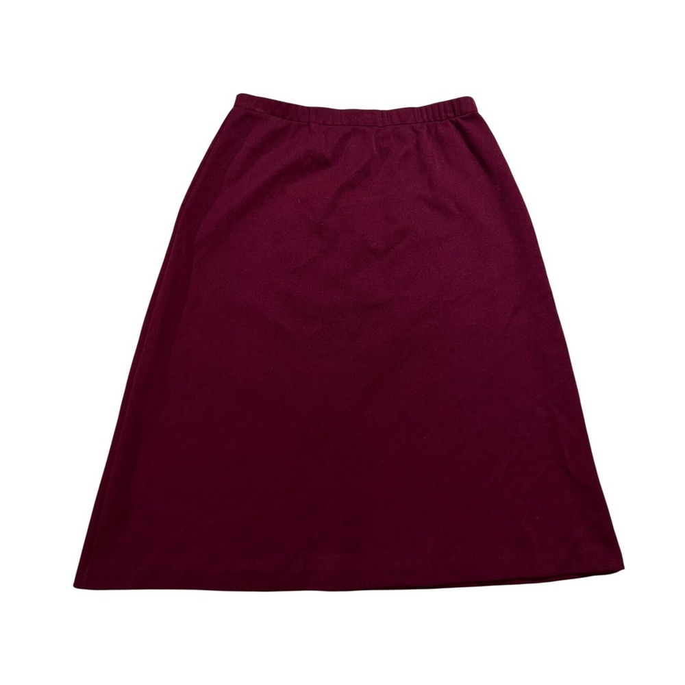 Womens Burgundy A-Line Skirt Knee Length Minimalist Classic Size M L